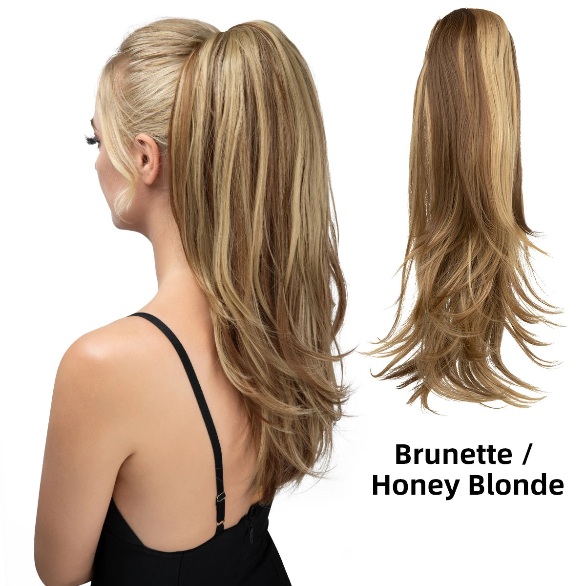 SARLA Premium Synthetic Claw Clip In Ponytail Hair Extensions Long Hairpiece Silky  Straight Fake Pigtail With Band For Women