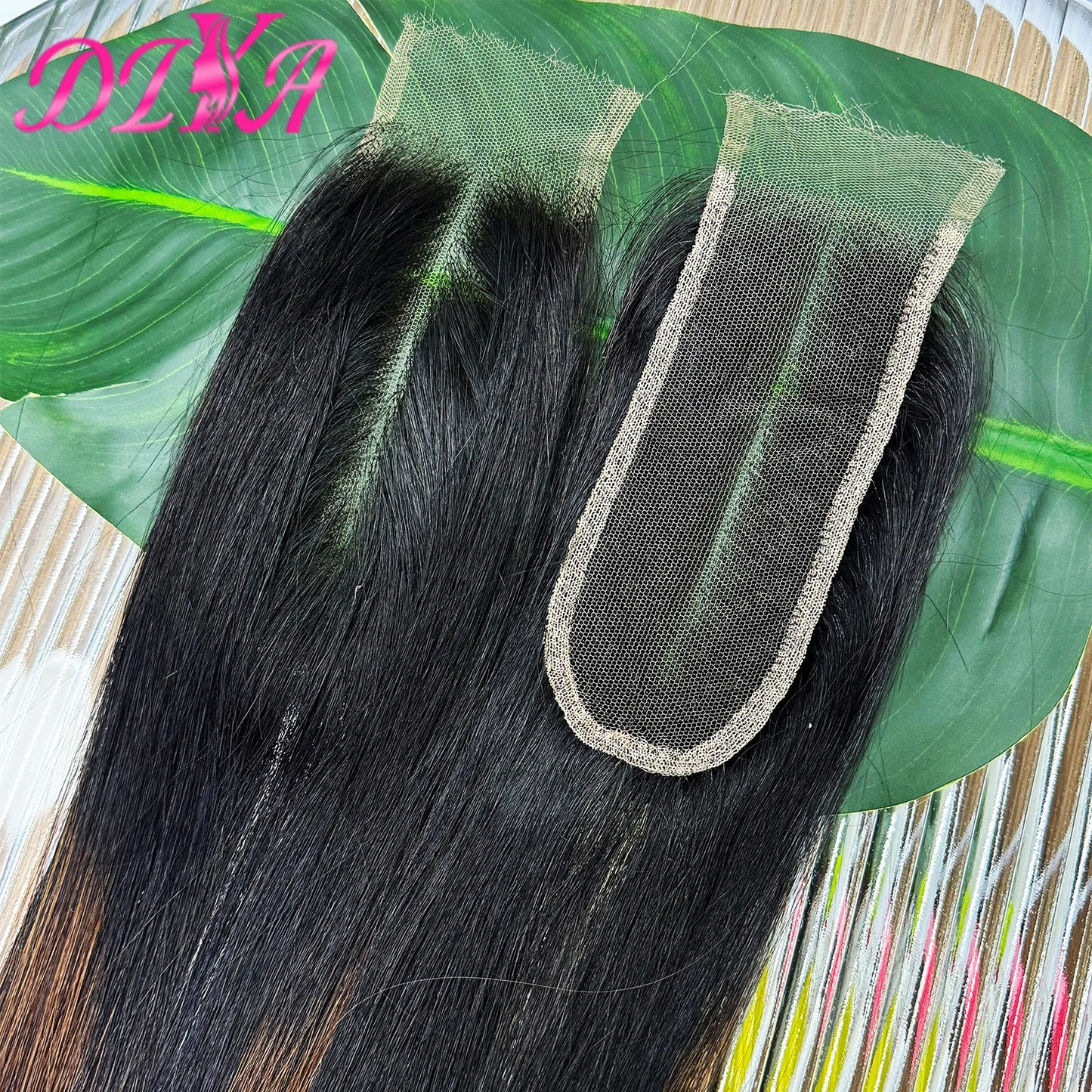1BT4 Ombre Straight Bundles with 13x4 HD Lace Frontal 16A Double Drawn Vietnamese Hair Bundles with 2x6/5x5 Real HD Lace Closure