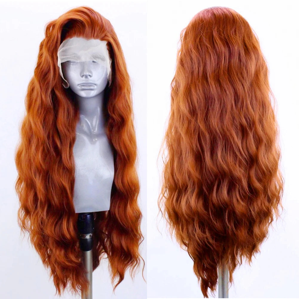 AIMEYA Synthetic Lace Front Wigs for Women Natural Hairline Synthetic Hair Lace Wig Long Brown Wig PrePlucked Cosplay Woman Wigs