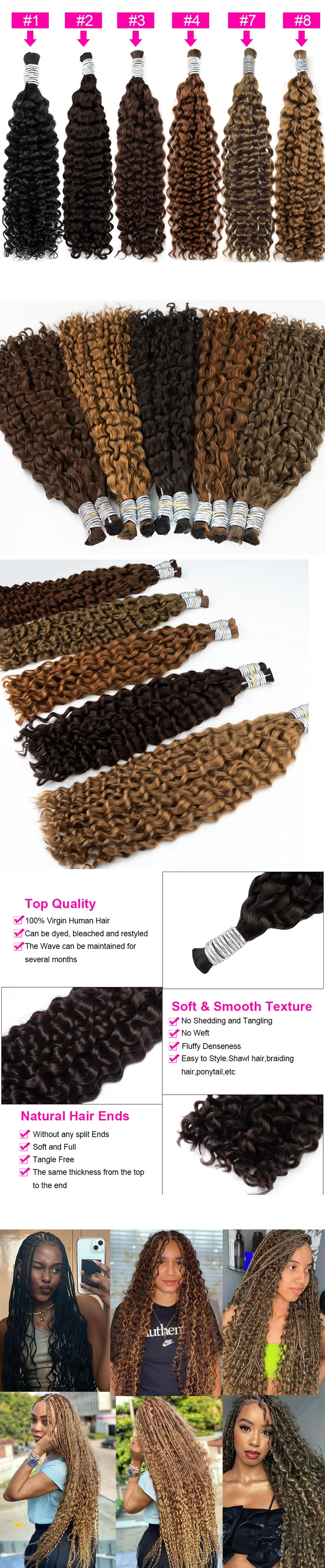 100% Human Hair Extensions for Braiding Natural Hair Weaving Loose Deep Beautiful Unprocessed Curly No Weft Vietnamese Hair Bulk