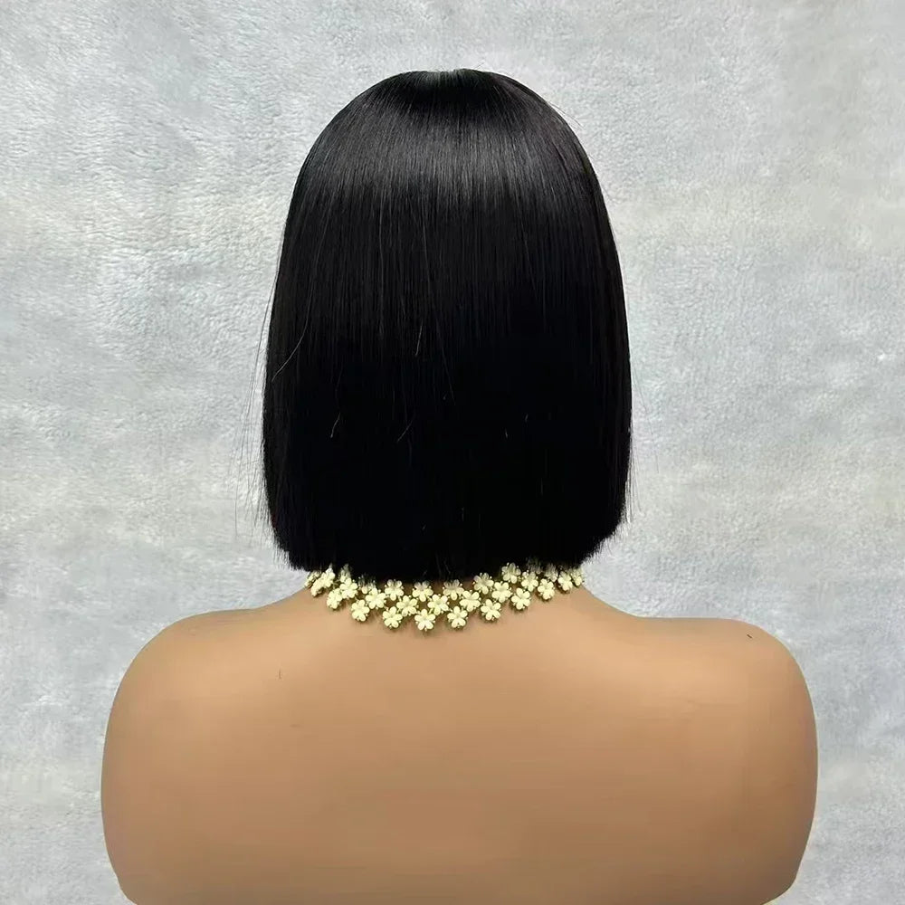 2x6 Lace Closure Bob Wigs Honey Brown Color Vietnam Raw Bone Straight Human Hair Short Bob Glueless Wigs for Women 180% Density