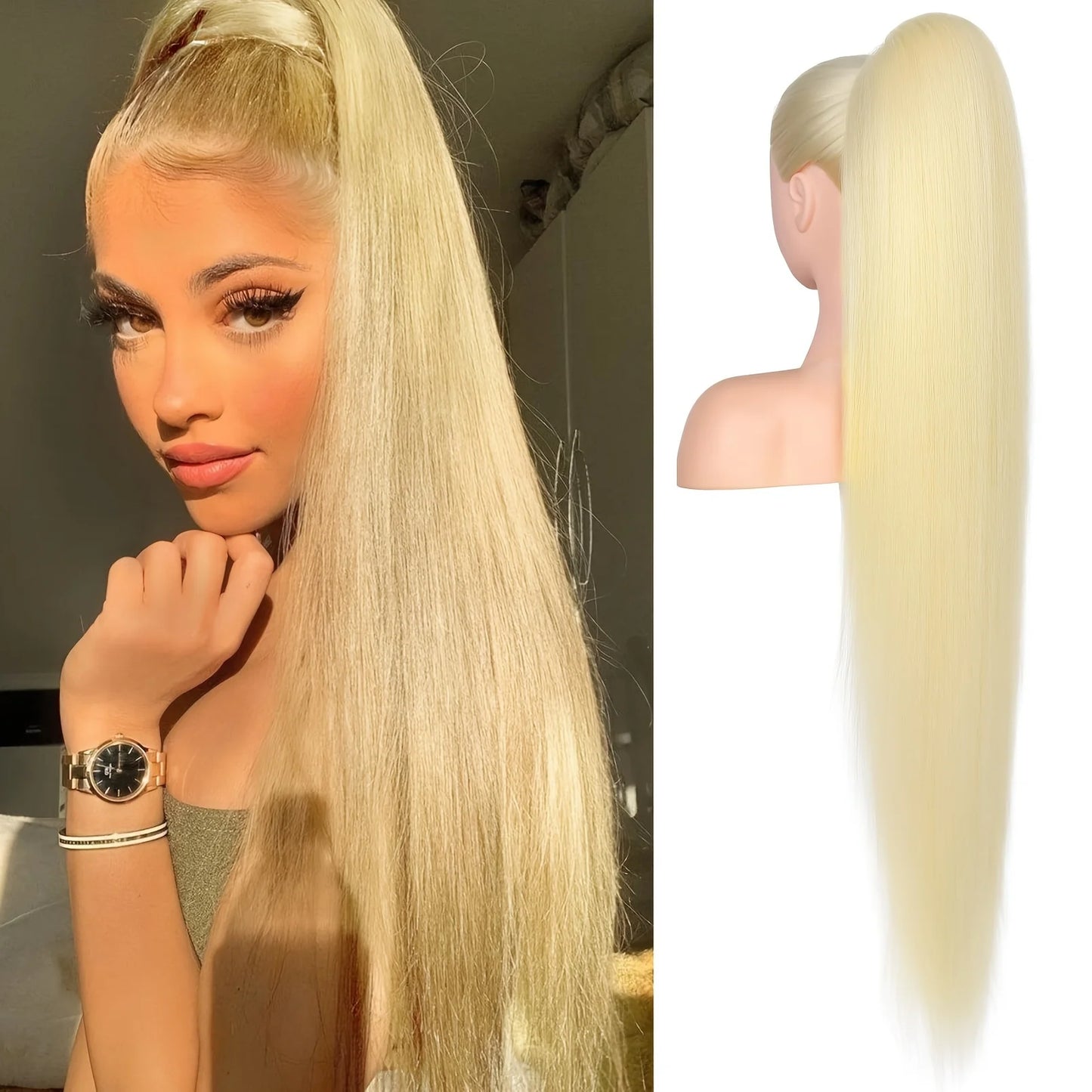 36 inch Long Ponytail Hair Extensions Drawstring Ponytail Synthetic Ponytail Soft Clip-In Hair Extensions Ponytail Women's