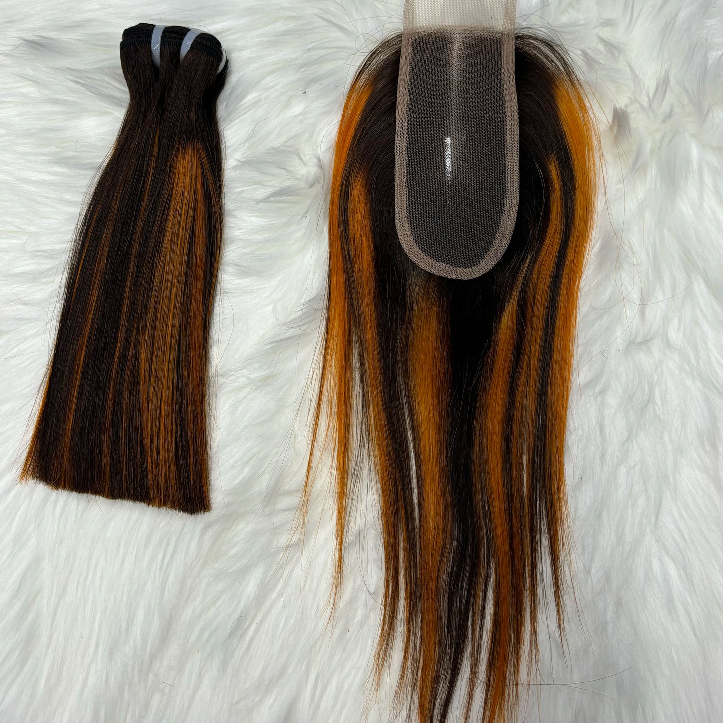 2X6 Lace Frontal Colored Vietnamese Human Hair Bundles and Closure Double Drawn Ombre Color Remy Human Hair Extensions
