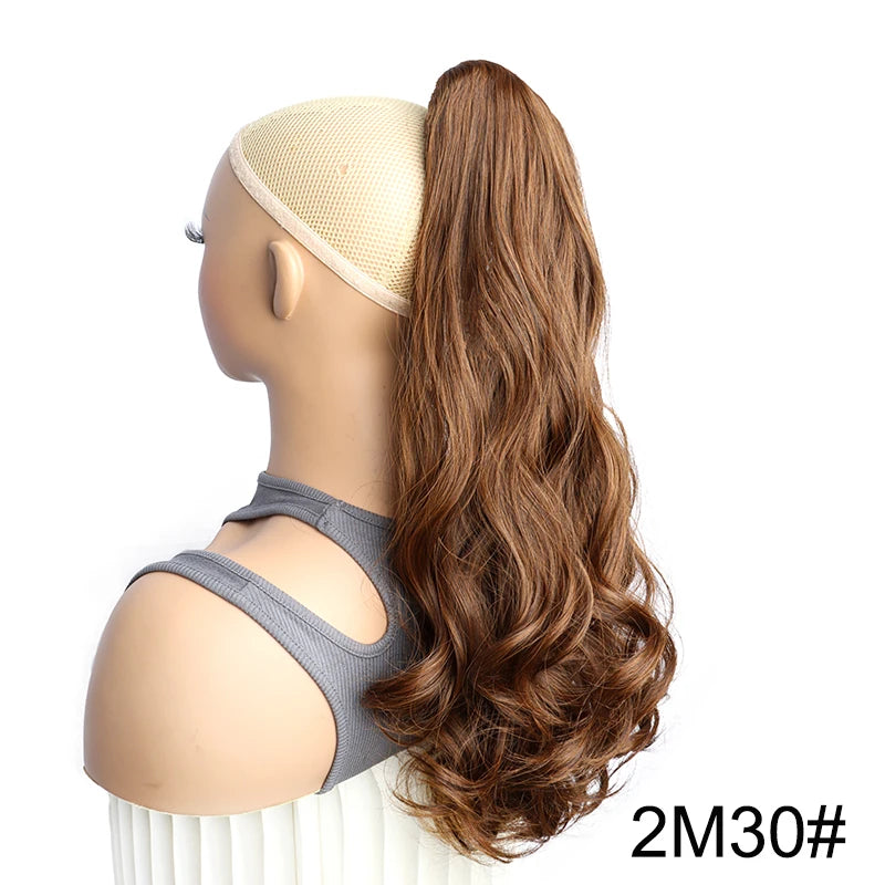 Synthetic Long Curly Wave Ponytail Claw Clip in Hair Extension Black Brown Hairpiece for Women