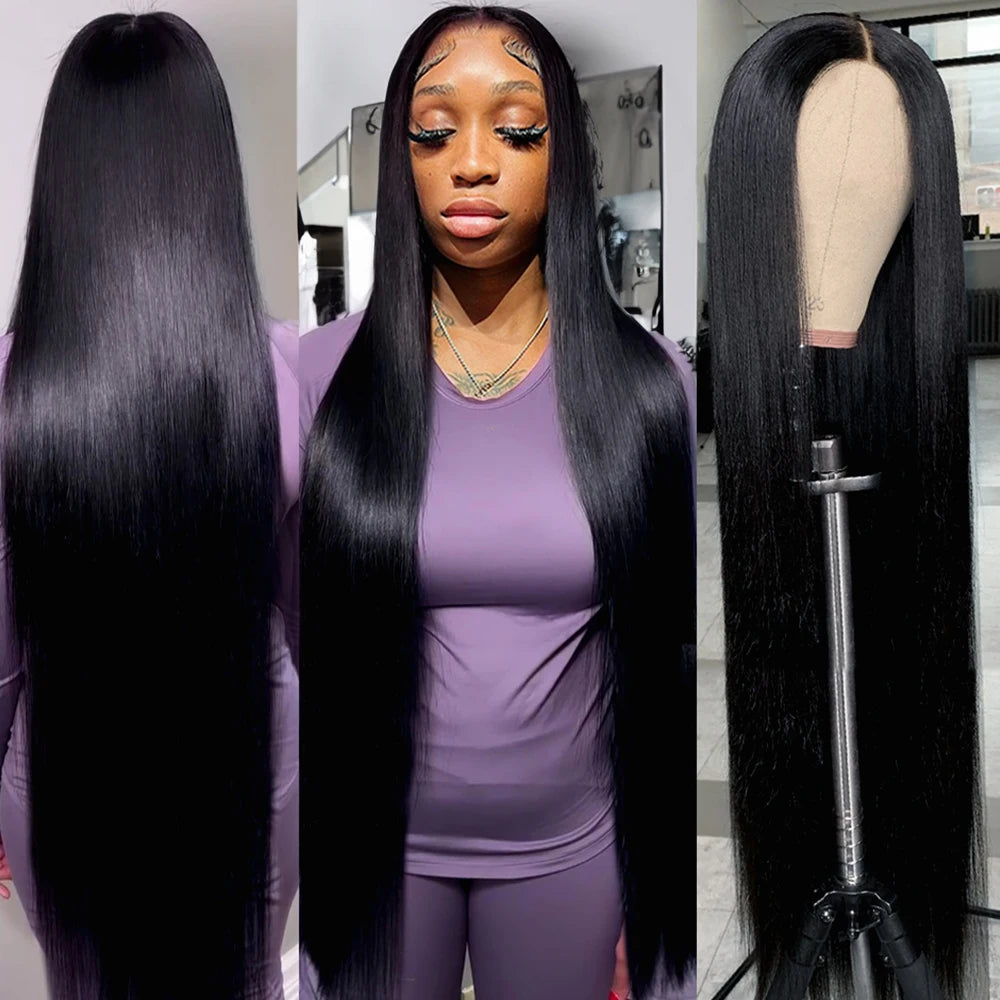 250% High Density Brazilian 30 40Inch Glueless Wig Human Hair Bone Straight 13x4 HD Lace Frontal Human Hair Wigs 7x5 Closure Wig