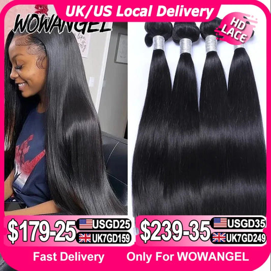 Wow Angel 28 30inch Bone Straight Human Hair Bundles 1/3/4 pieces 10A Peruvian Remy Hair Extensions Weave Bundles Virgin Hair