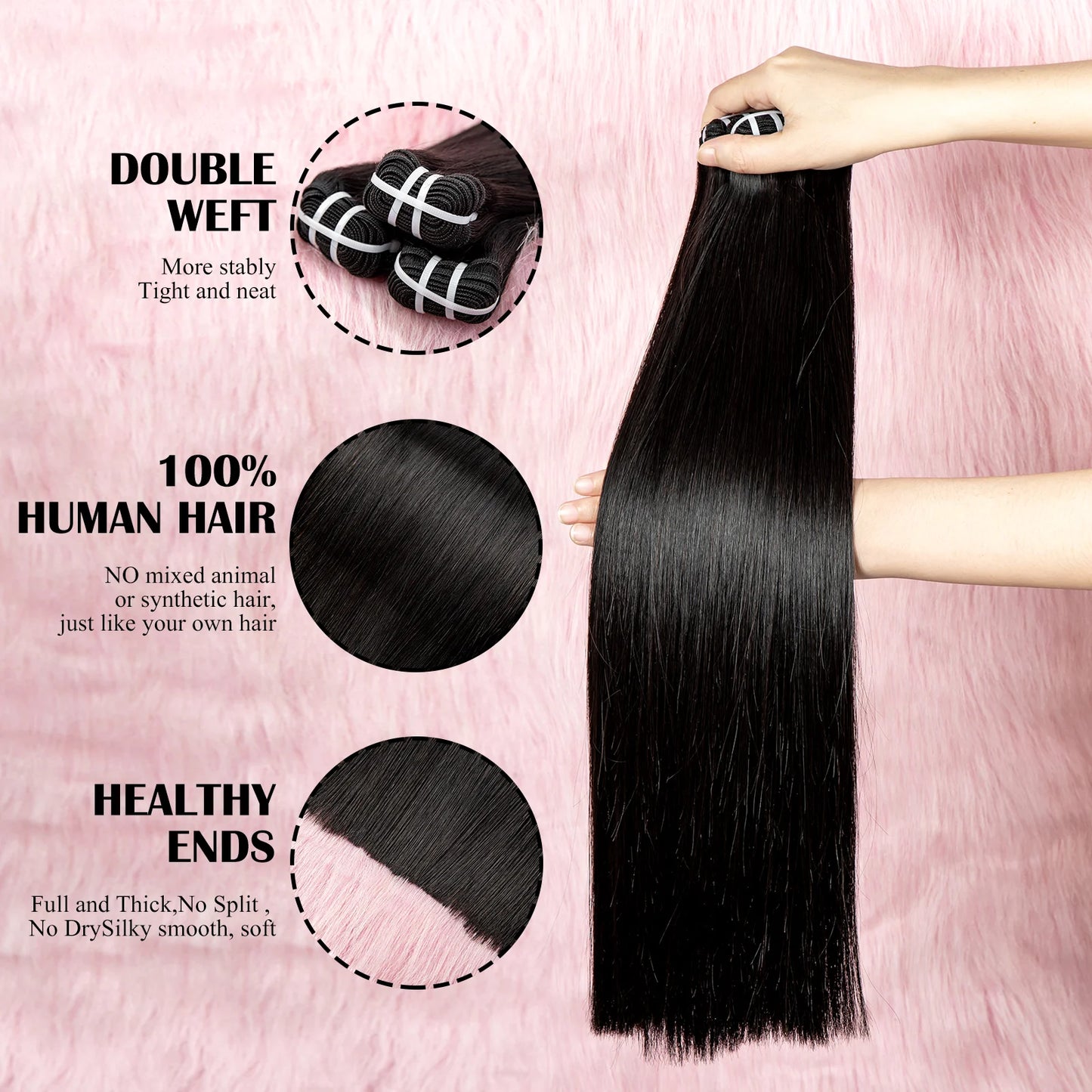 16A Double Drawn Bone Straight Raw Vietnamese Human Hair Bundles 24 26inch 100% Unprocessed Raw Virgin Hair Extensions for Women