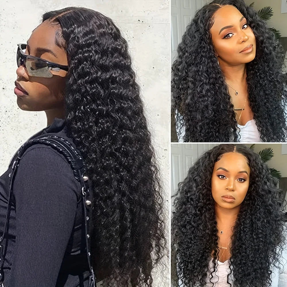 PD 30 32 36 40 Inch Deep Wave Human Hair Bundles Brazilian Remy Unprocessed Weaving Curly Hair Bundles Weave Extensions Deals