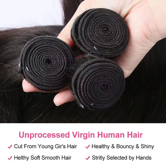 16A Straight Bundles 100% Human Hair Brazilian 30 40 Inch Raw Virgin Unprocessed 3 4 5 6Bundles Extensions Bone Straight Bundles