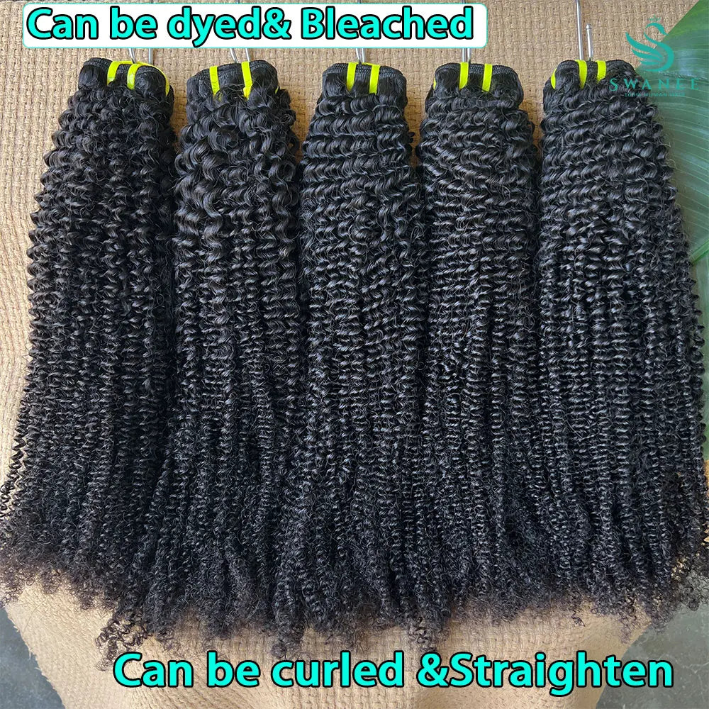 SWANEE Kinky Curly Human Hair Bundle 100% Natural Black Color Double Weft Vietnamese for Curly Bundles Human Hair Extensions