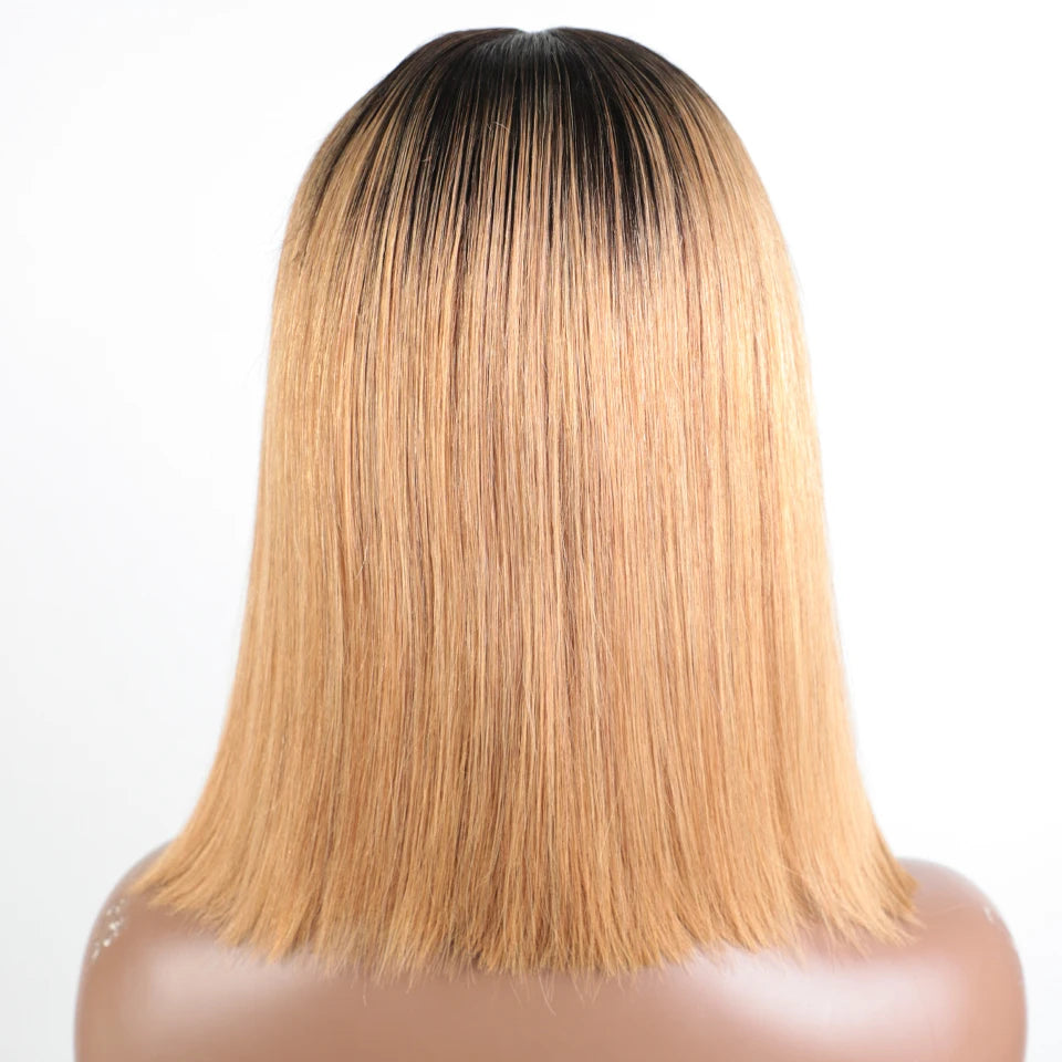 Lekker Highlight Blonde Short Straight Bob 13x6x1 Lace Front Human Hair Wigs For Women Brazilian Remy Hair Colored Glueless Wigs