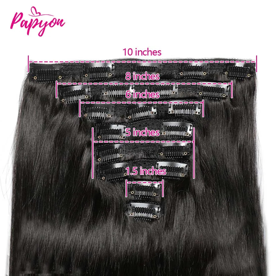 Clip In Hair Extensions Human Hair Thick Straight Clip In Natural Black Color Clip Ins Remy Hair 26 28 30 32 Inch For Women
