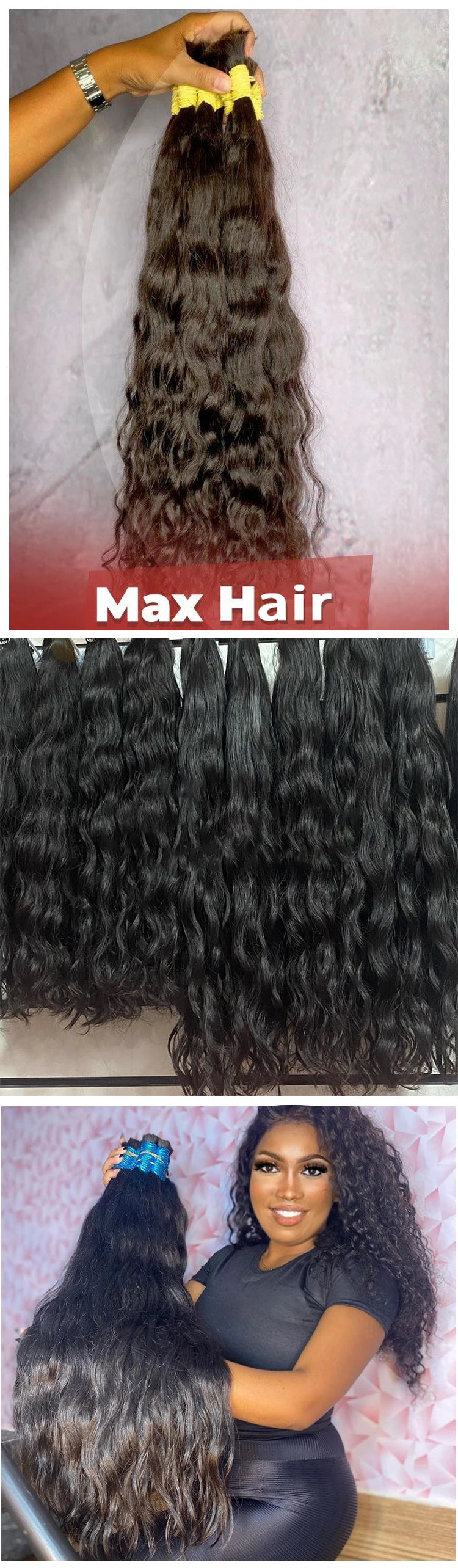 Body Wave Hair Bulk No Weft Remy Hair Extensions 100% Real Human Hair Natural Black Wavy Indian Hair Original Human Hair