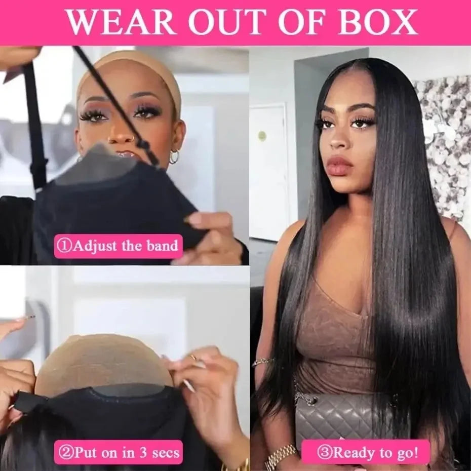 Wear And Go 7x5 Bone Straight Glueless Wigs Human Hair Ready To Wear Lace Frontal Vietnamese Super Double Drawn Bone Straightwig