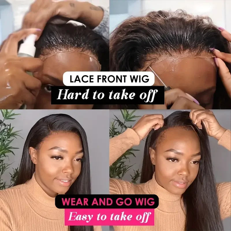 Kinky Straight Human Hair Wig For Women 13x4 Lace Front Wigs Human Hair Pre Plucked  Yaki Straight Brazilian Human Hair Wigs