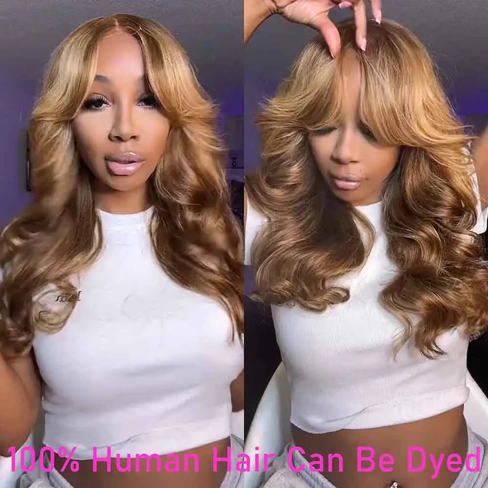Curtain Bangs Wigs Body Wave Lace Front Human Hair Wig With Bang 13x4 13x6 Pre Plucked Lace Wigs Frontal Hair Wigs For Women