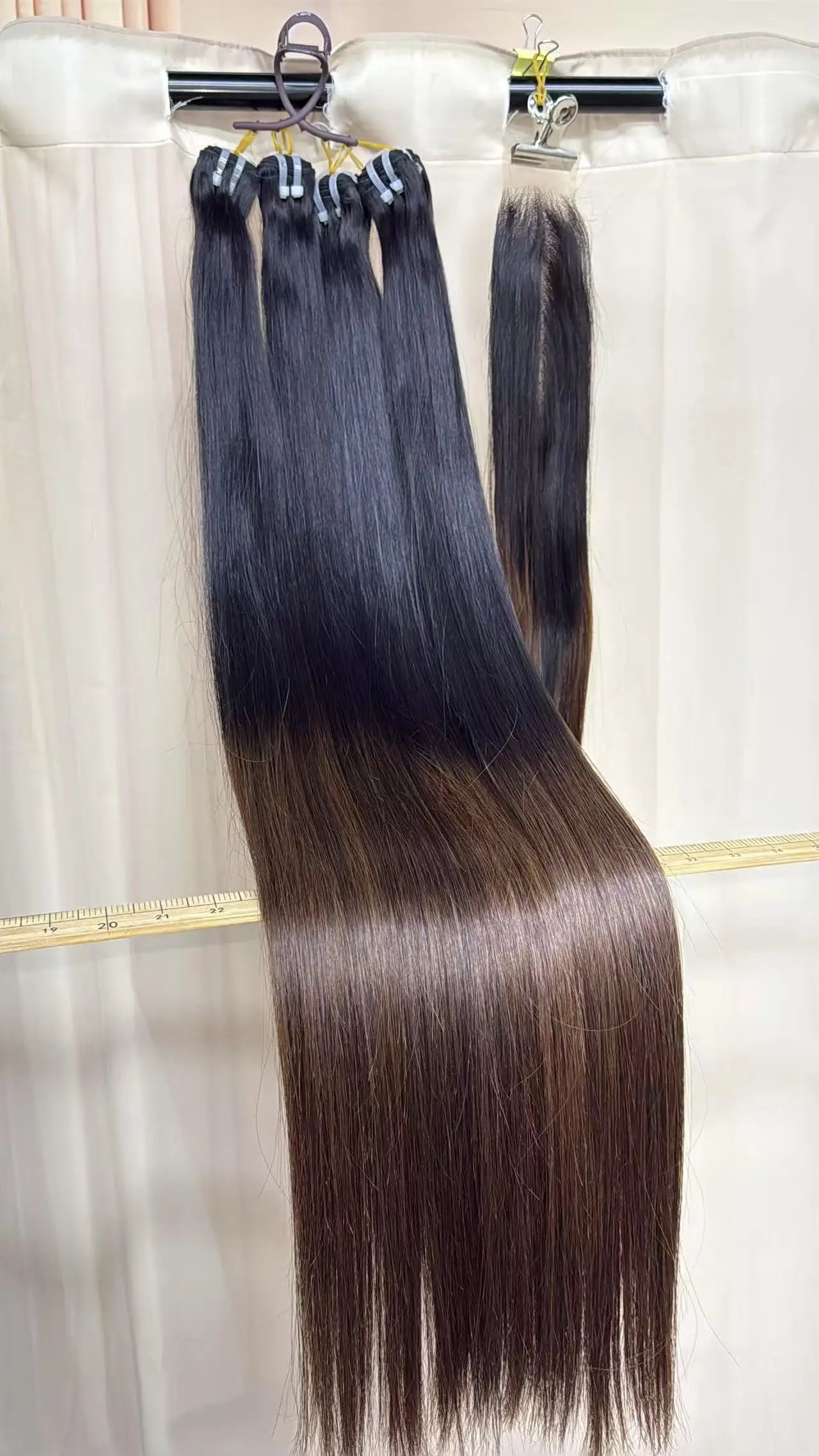 Nabi Natural Vietnamese Human Hair Bundles With 2X6 HD Lace Closure Middle Part 16A  Bone Straight for Weaving Wigs