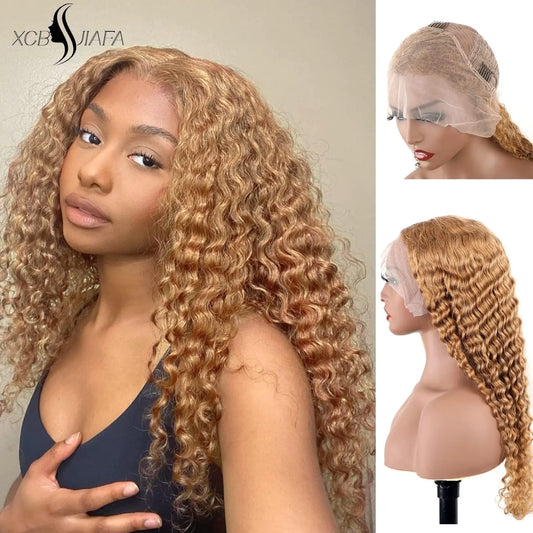 Blonde Human Hair Wig 250 Density 36 Inch Lace Front Human Hair Wig 13X6 Deep Wave Frontal Wig Brazilian Human Hair Colored Wigs
