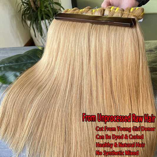 #27 Honey Blonde Bone Straight 100% Human Hair Bundles Unprocessed Raw Virgin Hair Weave Extensions Colored Hair Double Weft