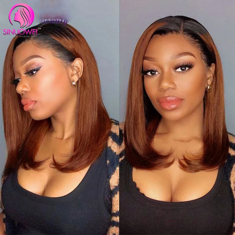 1b/30 Ombre Brown Color 13x4 Lace Short Bob Wig Human Hair Lace Front Wig Remy Hair 4x4 Lace Closure Human Hair Wigs For Woman