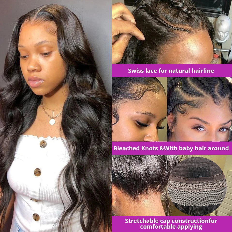 180% Body Wave Lace Front Wigs 360 Lace Wigs HD Lace 13x6 Brazilian Wigs For Women PrePlucked 13x4 Lace Frontal Human Hair Wigs