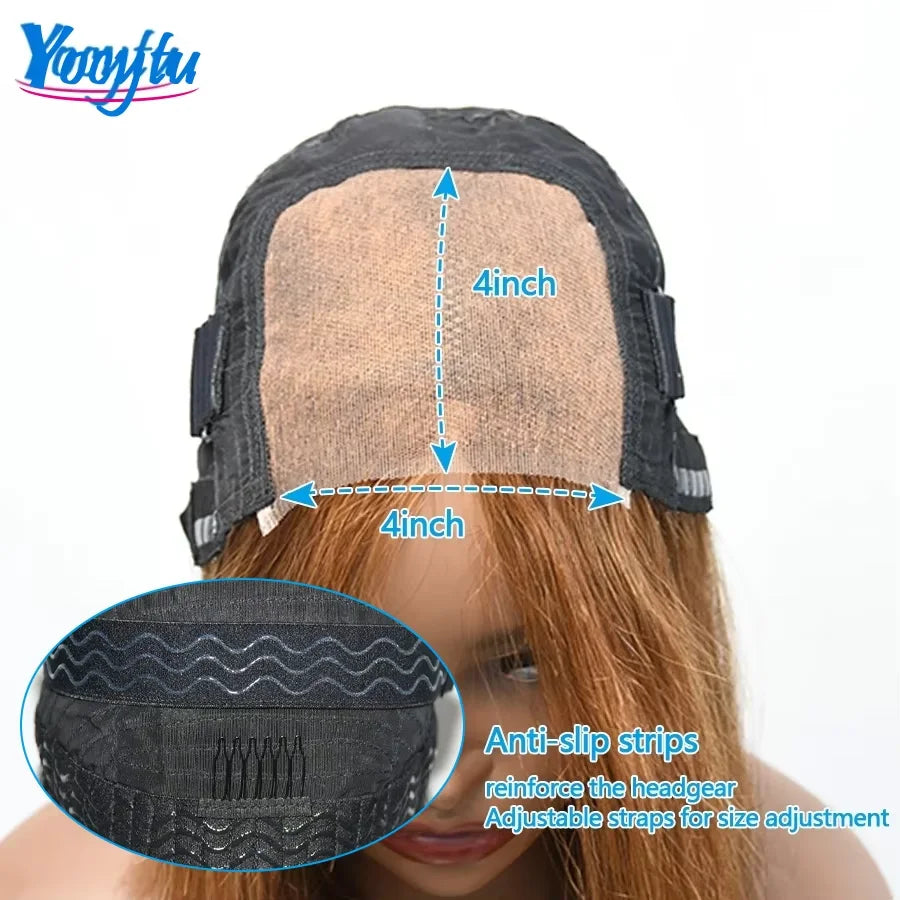 YOCYTU Chocolate Brown Lace Front Wigs 12 Inch Glueless Wigs Human Hair  For Women 4X4 Bob Wig Human Hair 3 Days Delivery France