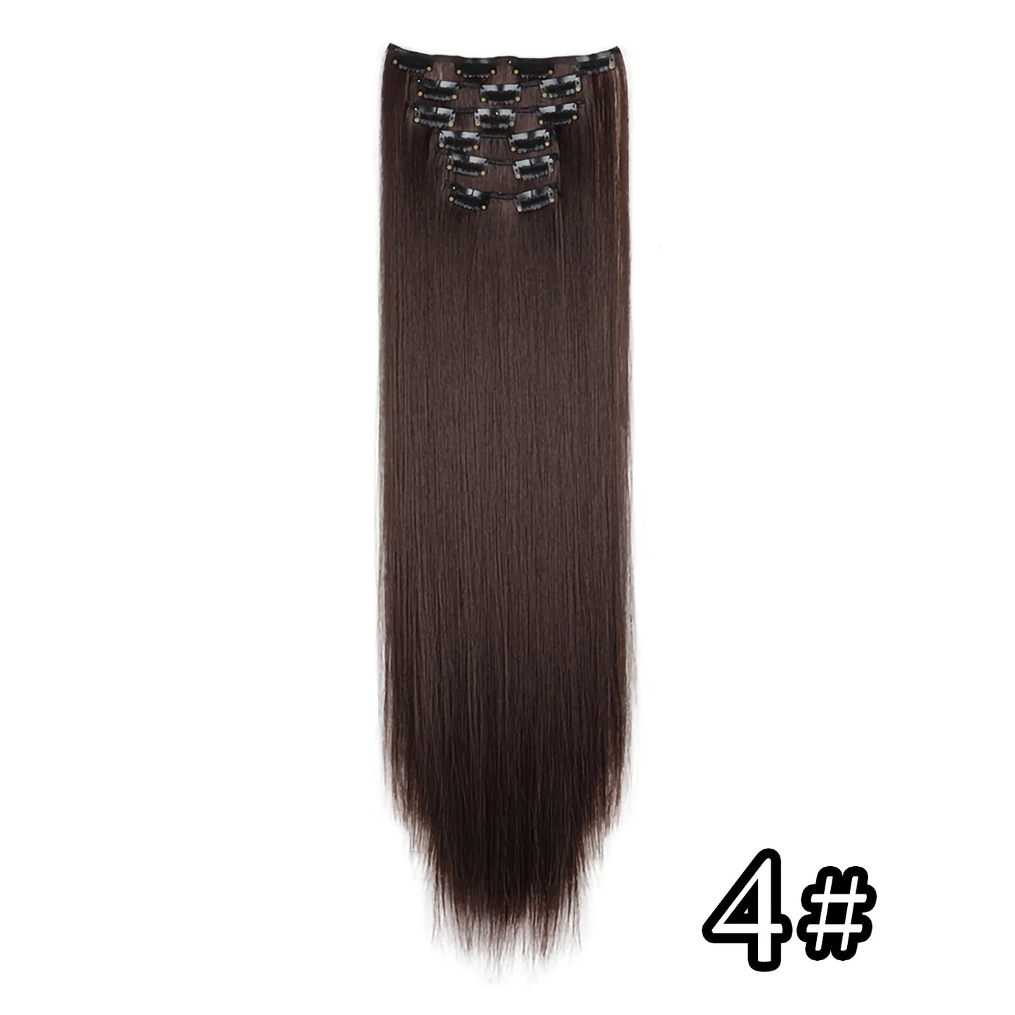 6Pieces/Set Synthetic 24Inch Long Straight Hair Extension Silky Hairpiece for Women