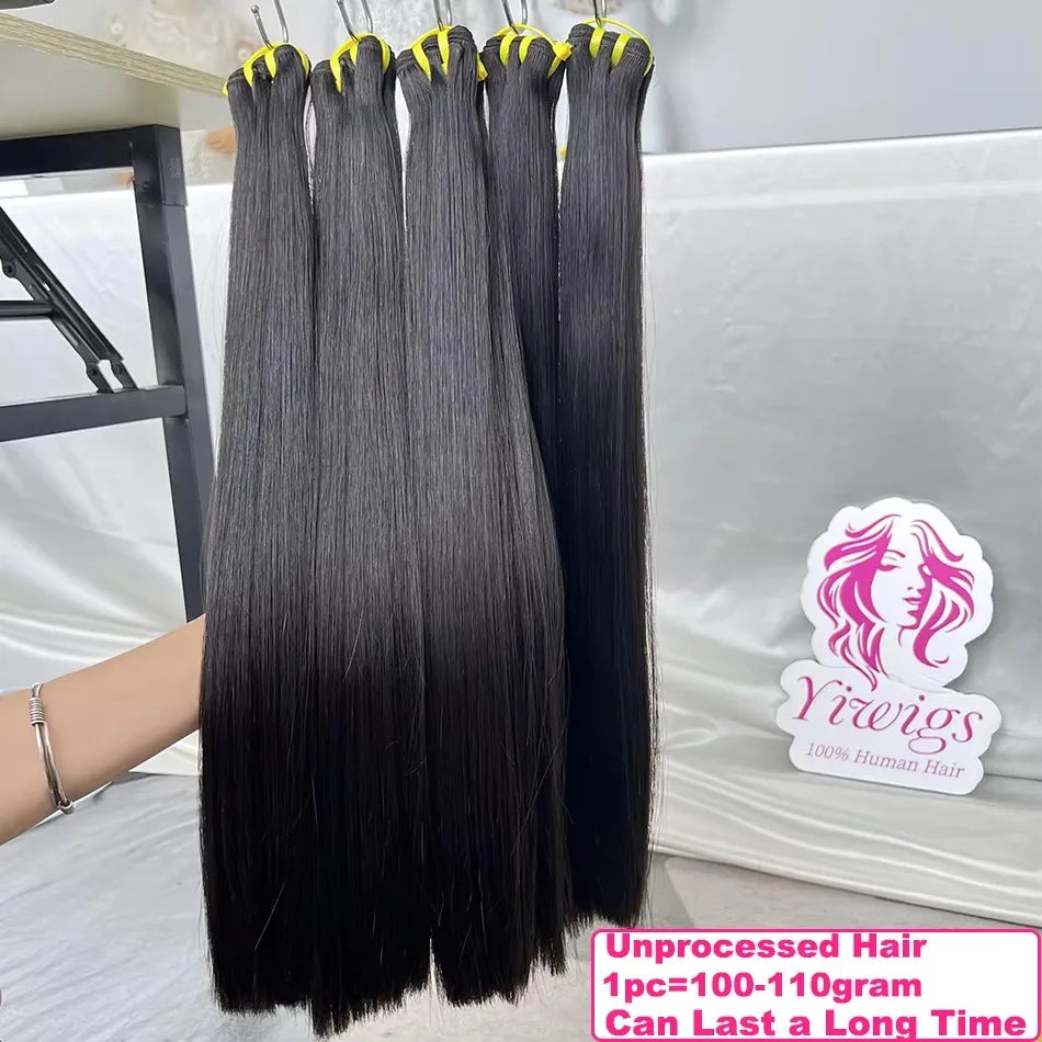 Bone Straight Double Drawn 100% Human Hair Bundles Unprocessed Raw Virgin Hair Weave Extensions Tissage For Women