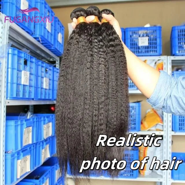 Brazilian Kinky Straight Human Hair Weave Bundles Deal Raw Virgin Hair Tissage Clearance On Sale Yaki Straight Hair Extensions