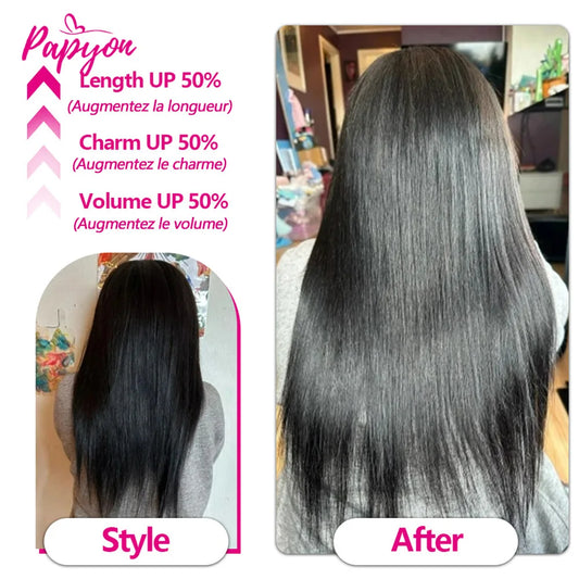 Clip In Hair Extensions Human Hair Thick Straight Clip In Natural Black Color Clip Ins Remy Hair 26 28 30 32 Inch For Women