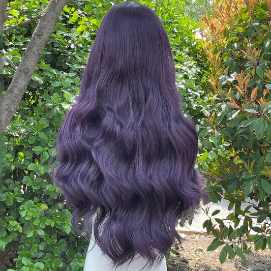 Dark Purple 13x4 Synthetic Lace Front Wigs for Women Fashion 26 Inch Long Wavy Lace Front Wigs Glueless 150% Density Free