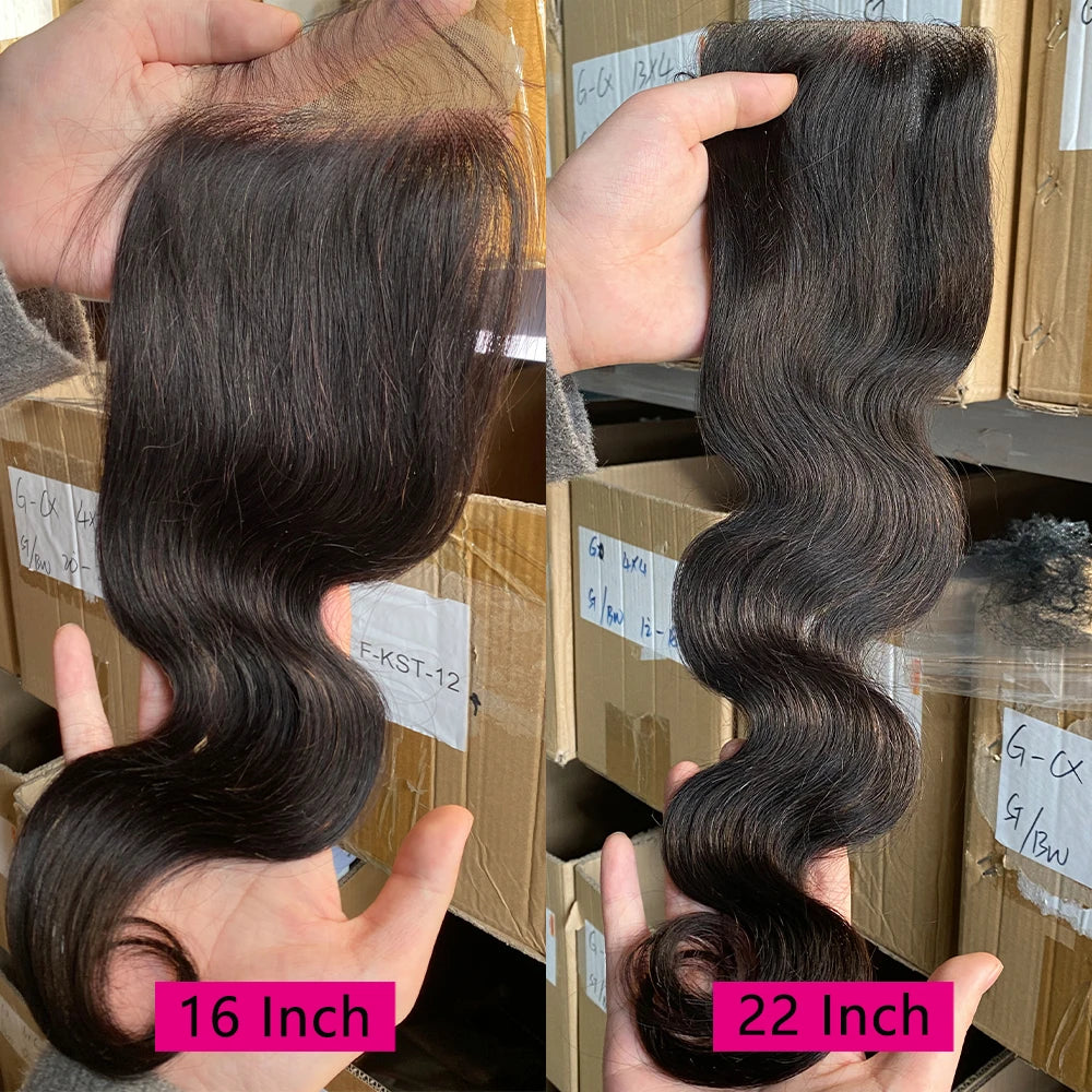 24 Inch Body Wave Closure 4x4 5x5 Transparent Lace Closure Human Hair PrePlucked Baby Hair 2x6 HD Lace Closure 3-5 Days Delivery