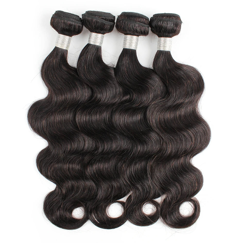 1 Bundle Black Brown Pure Colored 100% Human Hair Weave Bundles Extension 95(±5)gram Body Wave Style Remy Indian Hair Bobbi