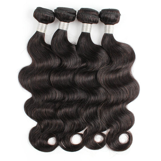 1 Bundle Black Brown Pure Colored 100% Human Hair Weave Bundles Extension 95(±5)gram Body Wave Style Remy Indian Hair Bobbi