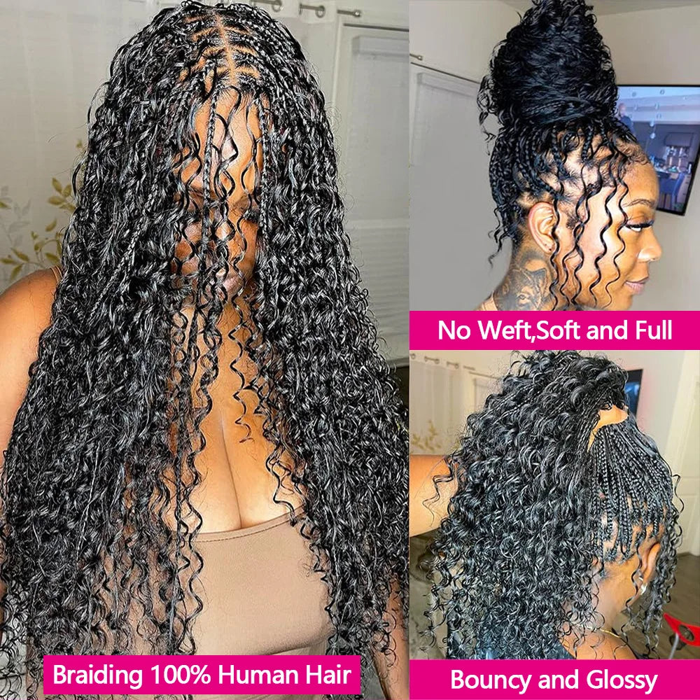 Bulk Braiding Hair 100% Human hair Deep Wave No Weft Brazilian Bundles Braids Extension Curly Human Hair Bundle for Boho Braids