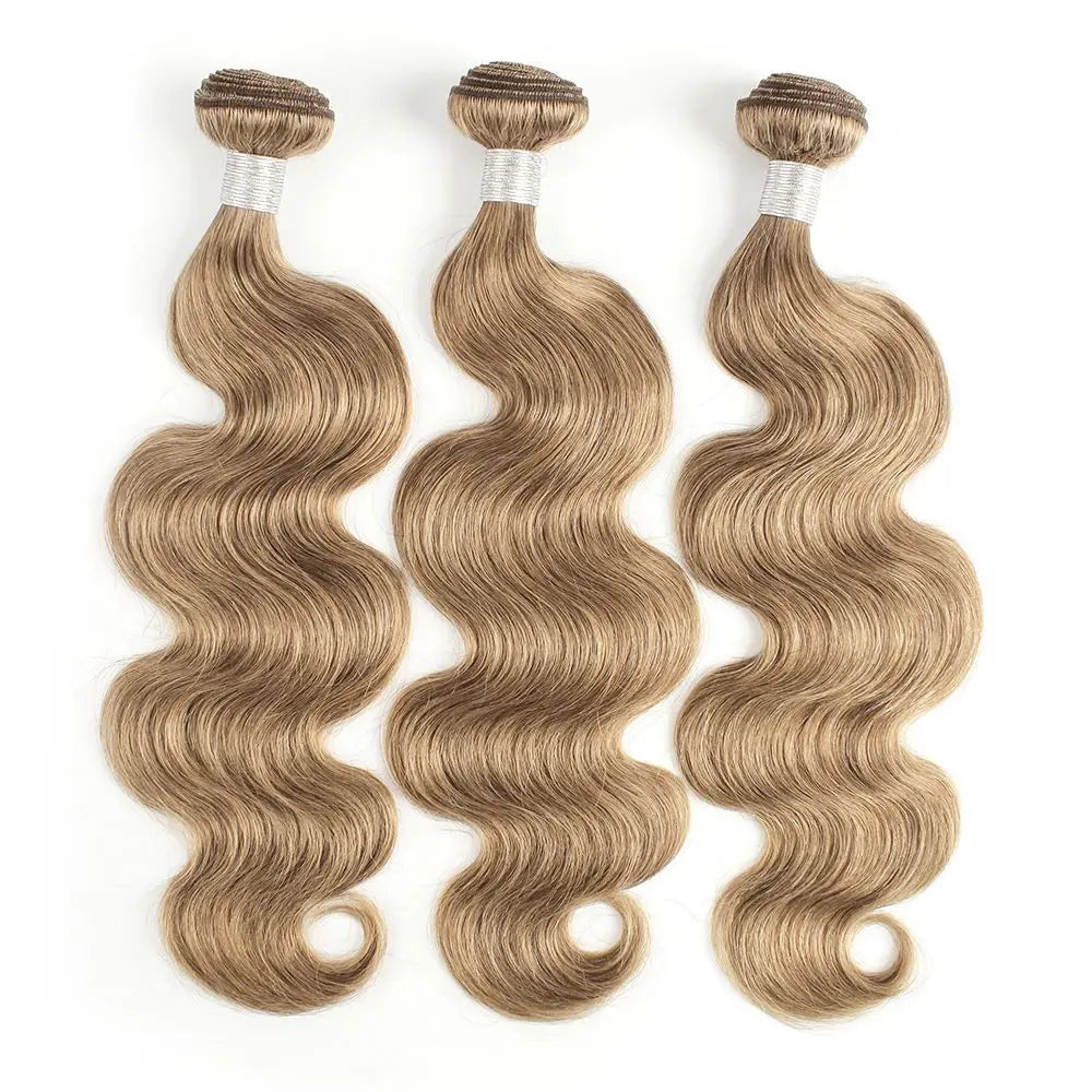 Double Weft Color 8 Ash Blonde #30 #4 Brown Pure Color Remy Human Hair Bundles Extension Body Wave Wholesale