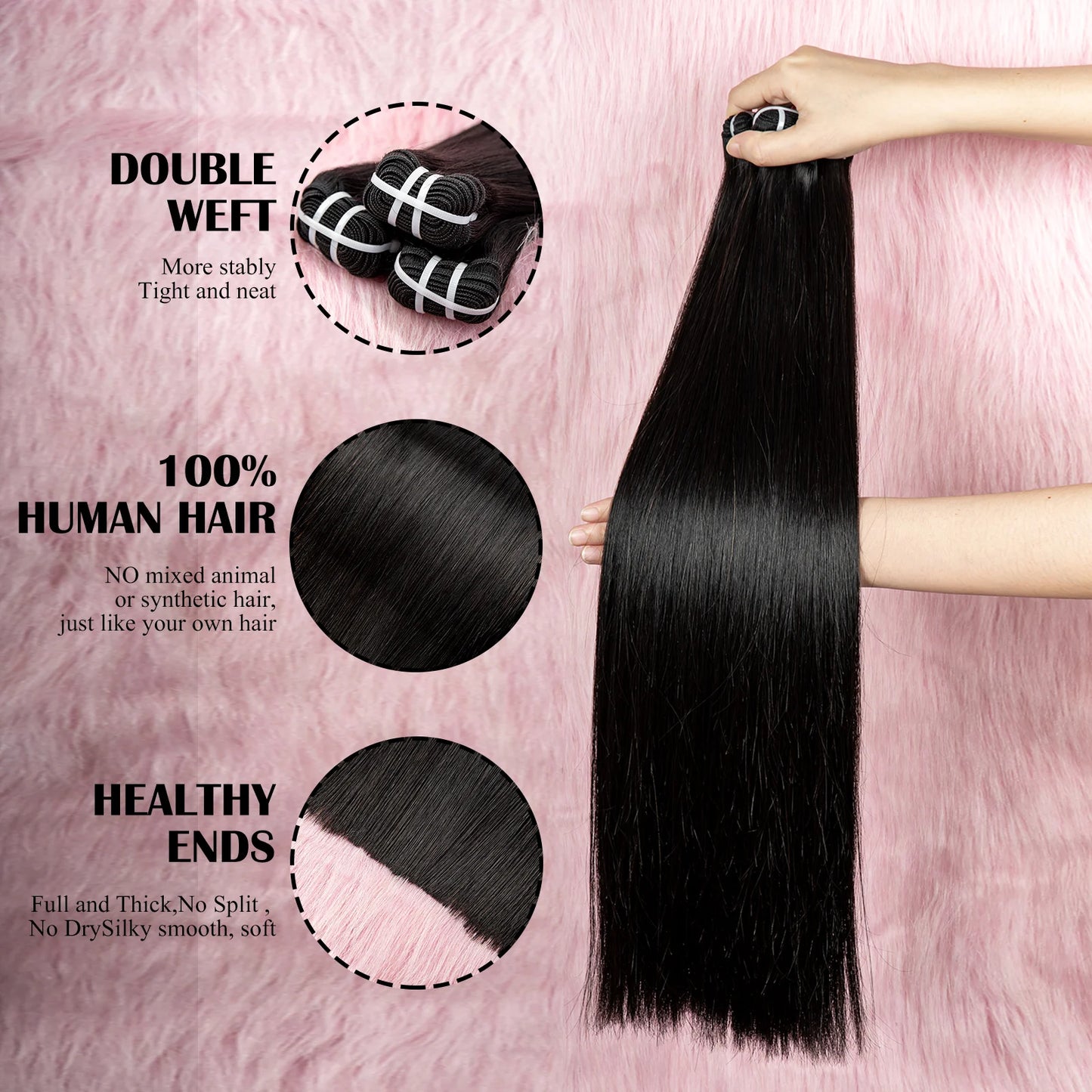 Nabi Straight Hair Bundles With HD 13*4 Lace Frontal 2*6 Closure Double Drawn Silky 100% Vietnamese Human Hair Bundles Weaving