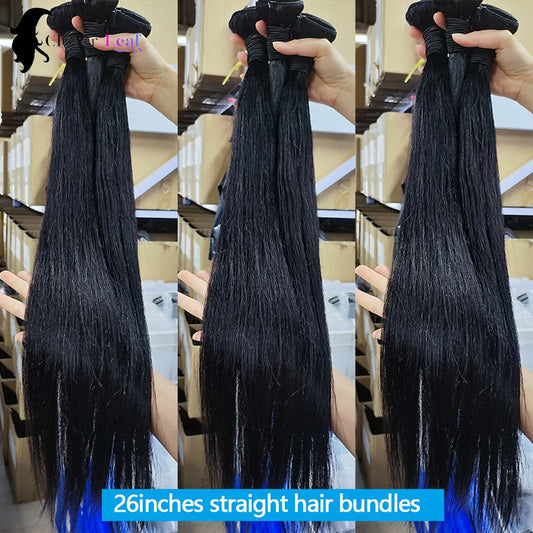 26 26 26 Inch Straight Human Hair Bundles Brazilian Weave 100% Human Hair Extension Natural Black Color Thick bundles Human Hair