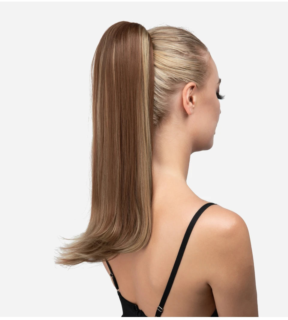 SARLA Premium Synthetic Claw Clip In Ponytail Hair Extensions Long Hairpiece Silky  Straight Fake Pigtail With Band For Women