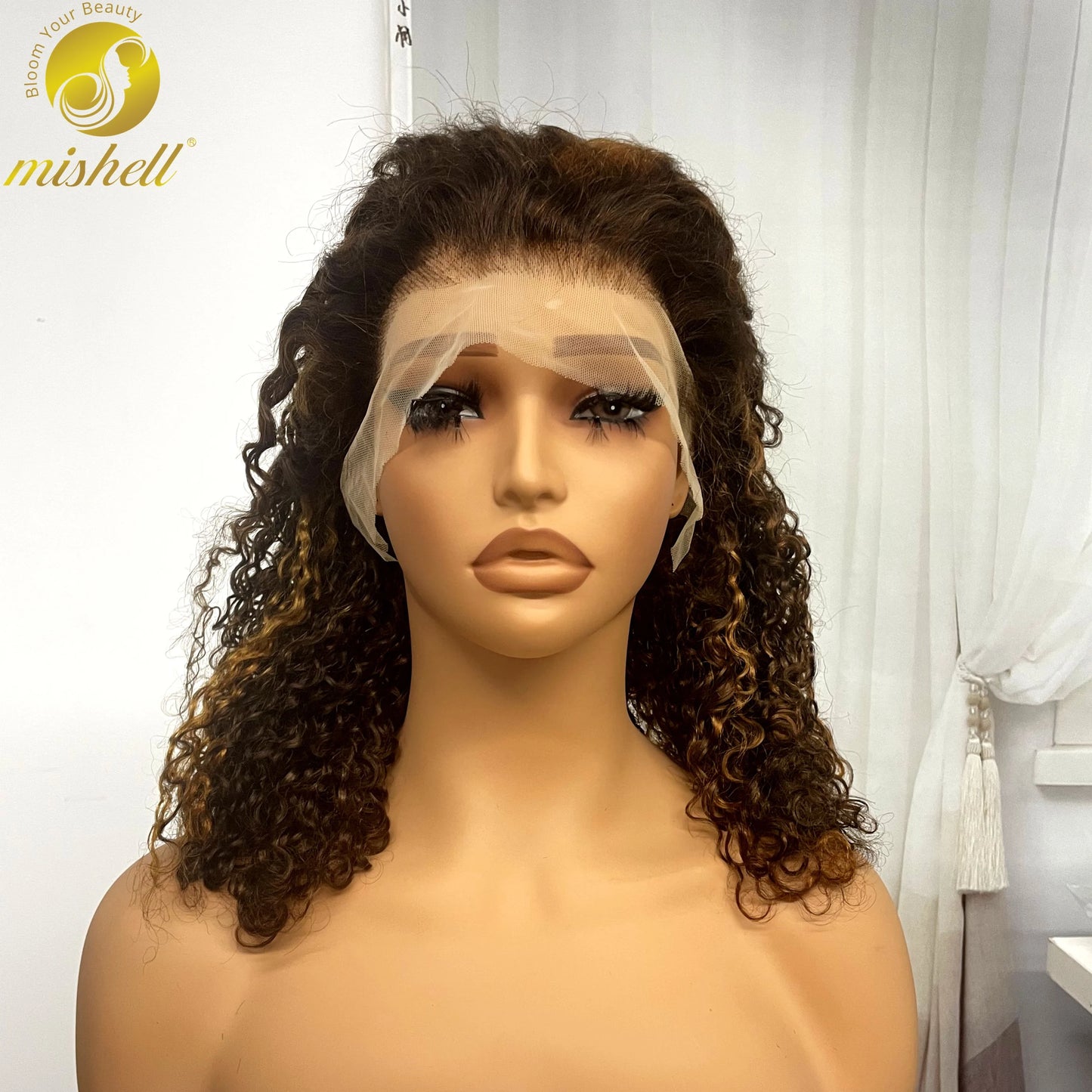 350% Density 13x4 Lace Frontal Pixie Curly Human Hair Wigs 12A Colored Water Wave Raw Burmese Bouncy Curly Hair Wigs for Women