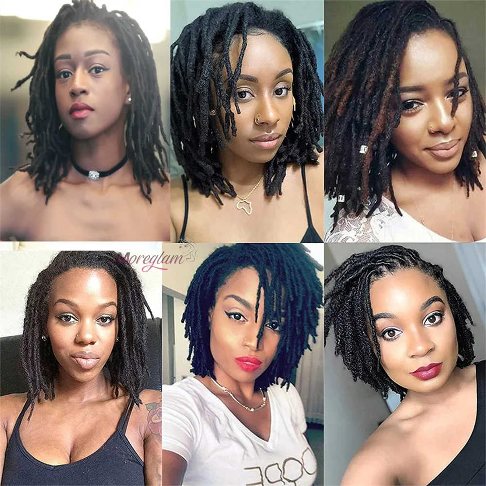 6 Inch 10 Strands Loc Extensions Human Hair 100% Handmade Permanent Dreadlock Extensions for Women Men Can Be Curled and Bleache