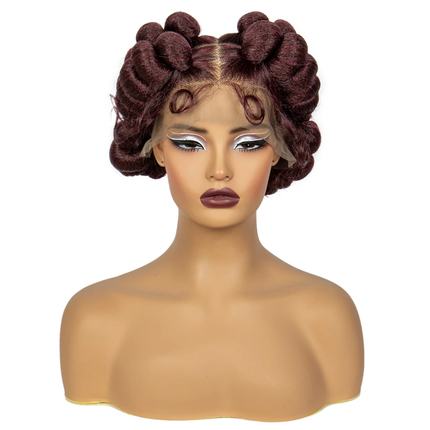 Synthetic Full Lace Handmade Bantu Braided Wigs Short Cute Natural Braided Lace Wigs For Black Women Knotless Braids Wigs