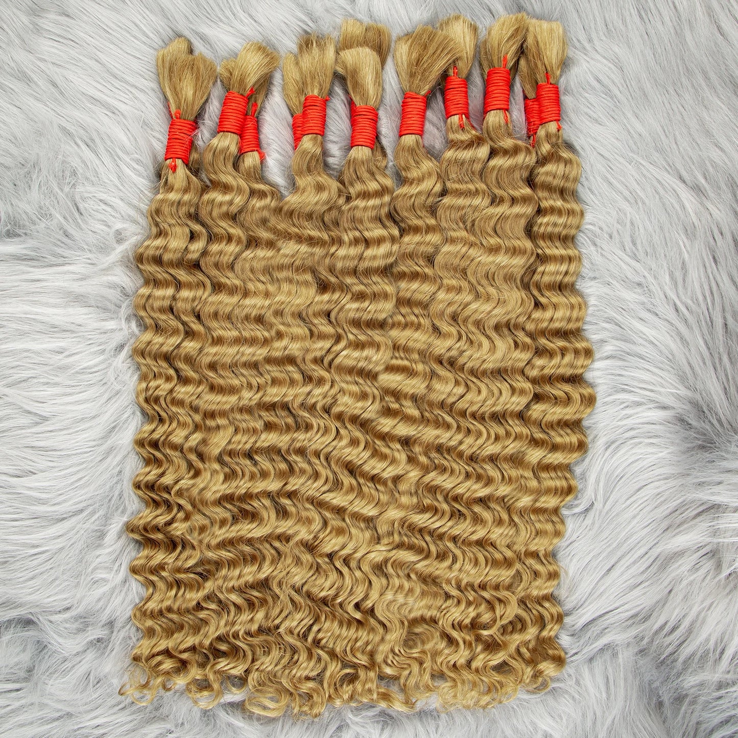 V Beauty Human Hair for Braiding Deep Wave #27 Honey Blonde Bulk Human Hair Bundles No Weft Hair Bulk for Women Hair Extensions