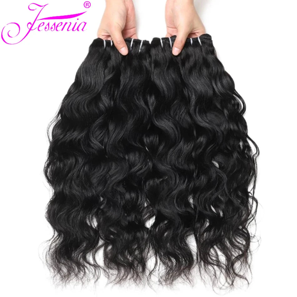 Peruvian Natural Wave Hair Weave Bundles 8-30Inch Virgin Tissage Human Hair Extensions 3Bundles Deal Unprocessed Wet and Wavy