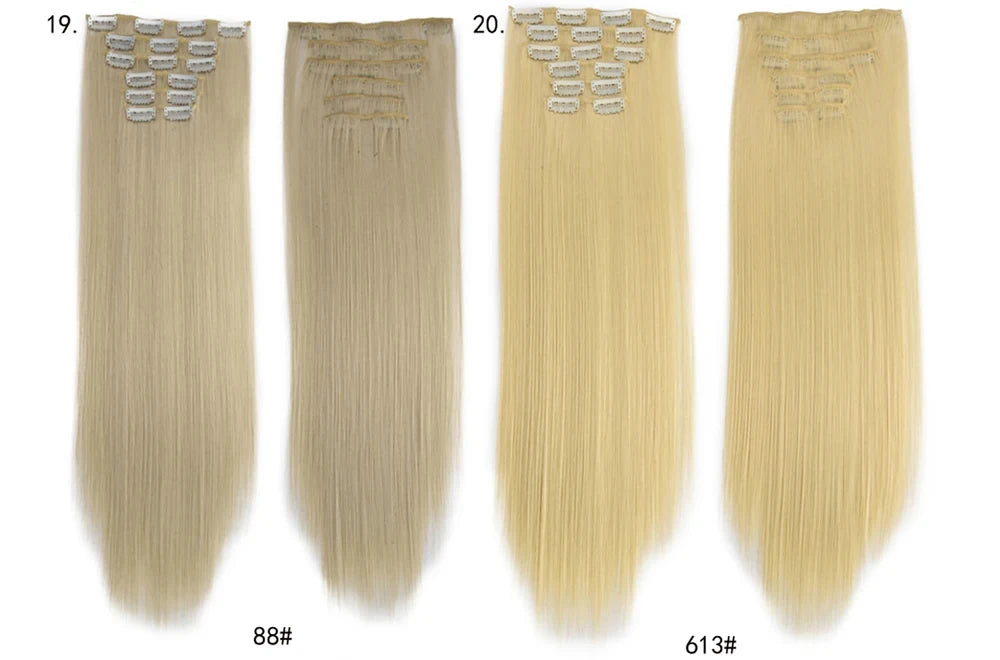 Clip in Hair Extensions Synthetic 24Inch Long Invisible Natural Straight 6 PCS Thick Seamless Clip on Hair Extensions for Women