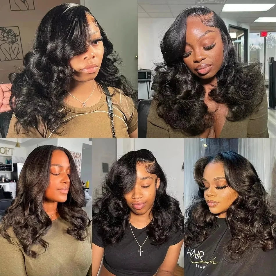 250% Density 100% Vietname Loose Wave Wig 13x4 Frontal Bouncy Wave Wig with Human Hair Natural Black For Black Women 14-20Inch