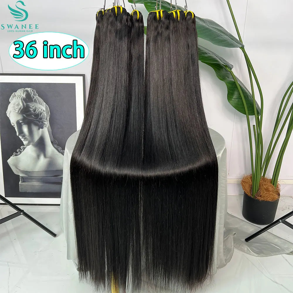 Bone Straight Human Hair Bundles 12A Grade 100% Unprocessed Raw Vietnamese Virgin Weft Hair Extensions #1B Natural Black