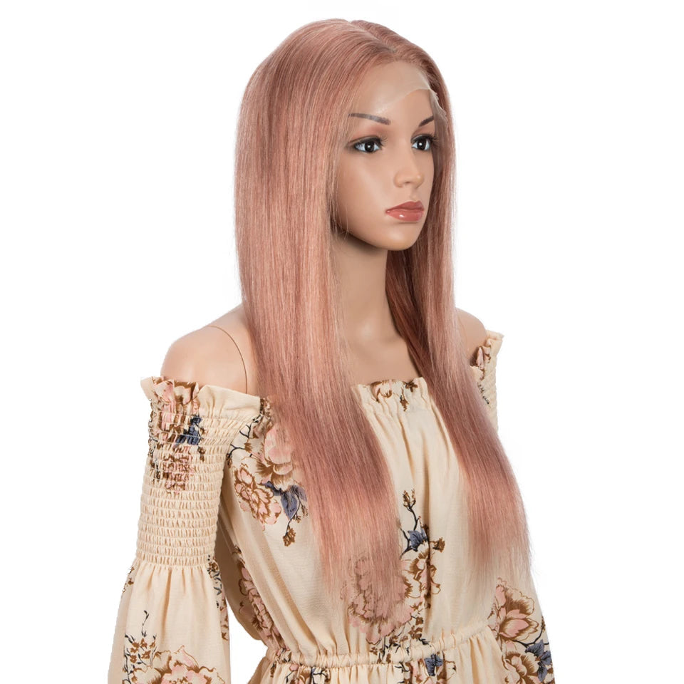 Sleek Human Hair Wigs Blonde Lace Front Wig For Women Straight Bob Wig Lace Closure Gold Brazilian Wigs Highlight Cosplay Wigs