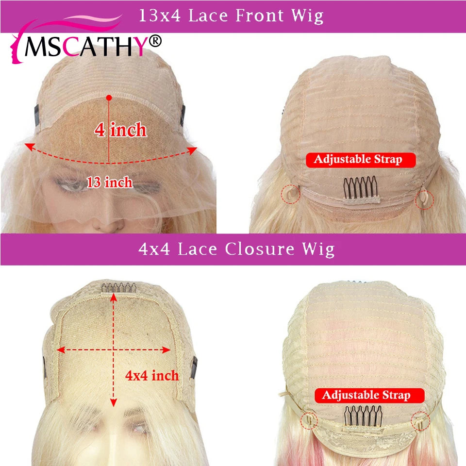 Glueless 13x4 Ash Blonde Lace Front Human Hair Wig Ombre Short Bob Lace Closure Wig 5x5 HD Transparent Lace Front Wigs For Women
