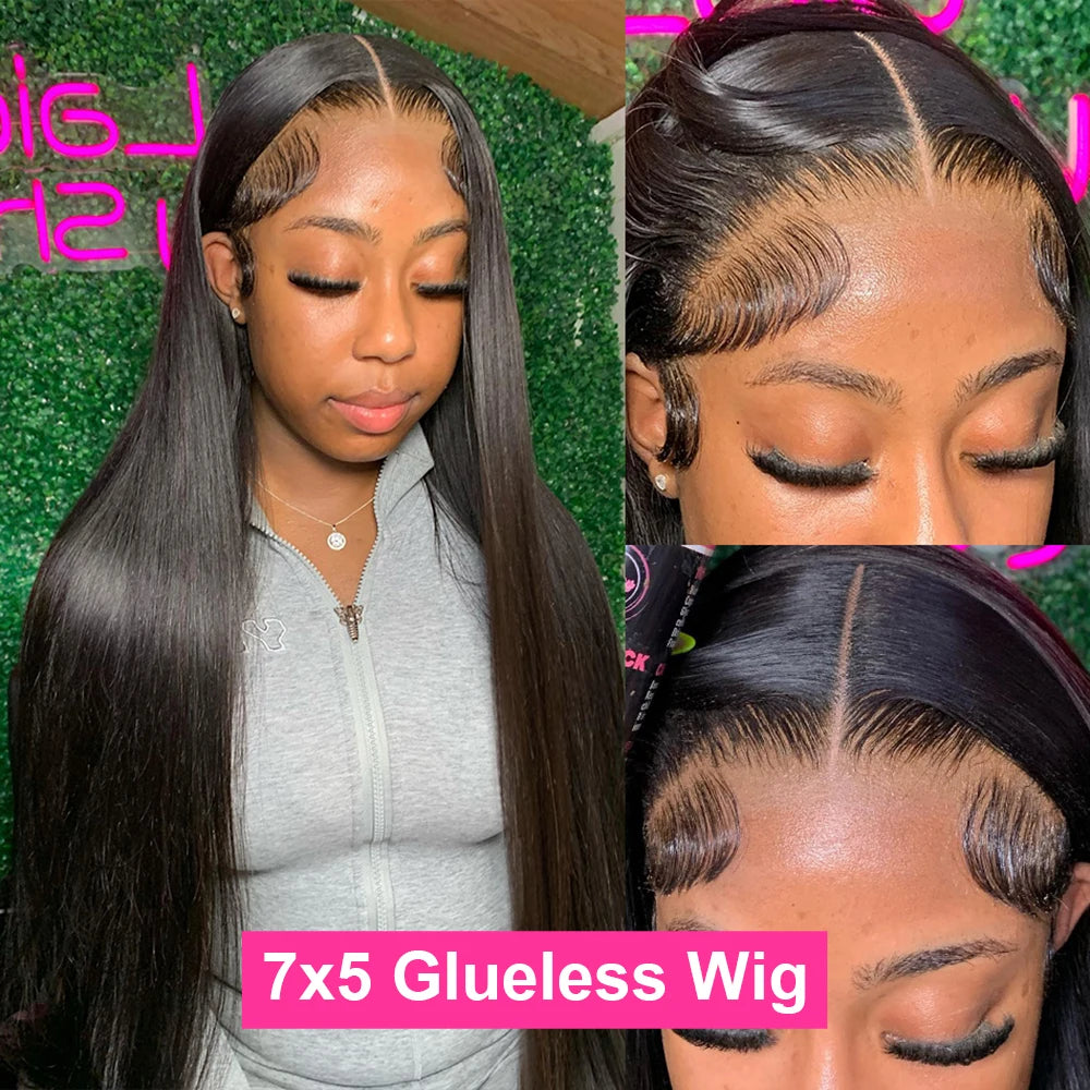 250% High Density Brazilian 30 40Inch Glueless Wig Human Hair Bone Straight 13x4 HD Lace Frontal Human Hair Wigs 7x5 Closure Wig